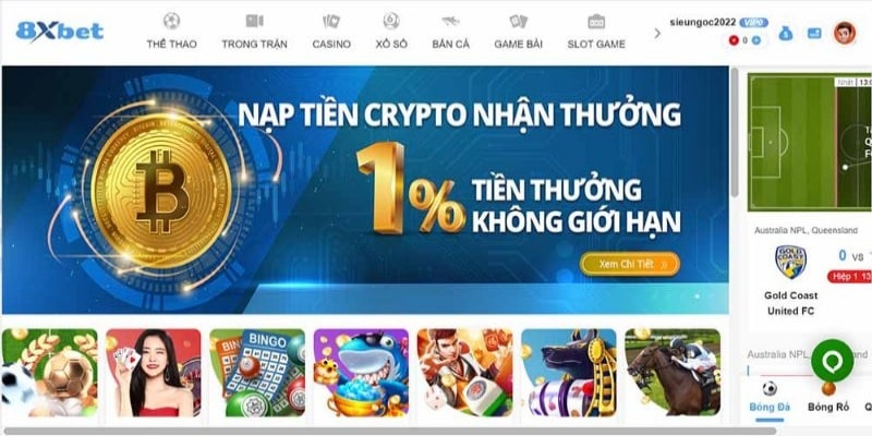Các sảnh trò chơi hiện ra sau khi vào bằng link vào 8xbet chính thức