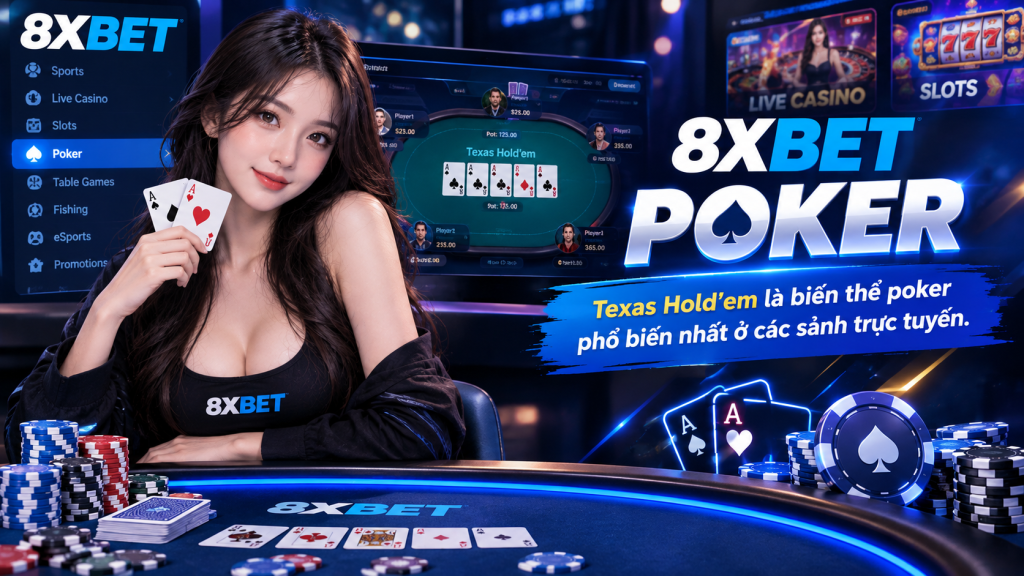 Poker 8xbet trong sảnh game bài và casino trực tuyến
